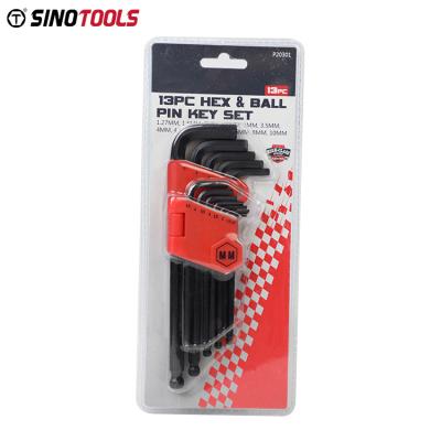 China Carbon Steel 13 Pcs Ball End Hex Key Wrench With Damage Screw Extractor Set for sale