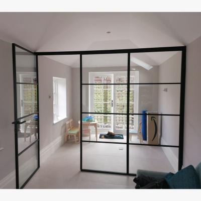 China Hot Sale Classic Iron Glass Door Swing Iron Windows Grill Decorative Iron Door Design for sale