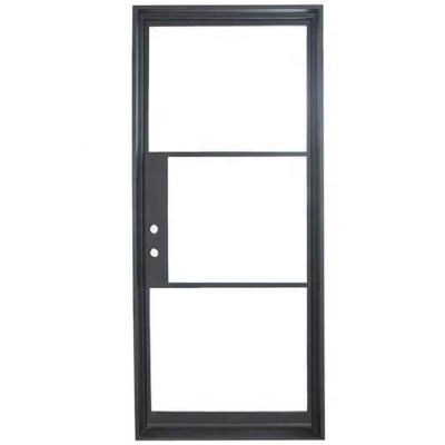 China Hotian Modern Black Color Frame Customized Swing Steel Iron Door With Grille for sale