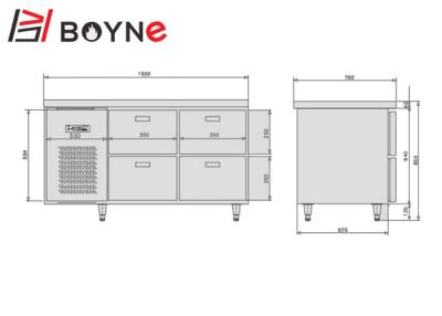 China refrigerador de abastecimiento comercial de 285W Undercounter, congelador de refrigerador industrial del estante ajustable de 4 cajones en venta