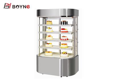 China Industrial Vertical Cake Display Fridge Stainless Steel 5 Layer Sliding Door Danfoss Compressor for sale