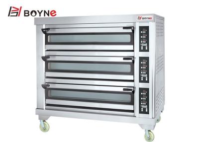 China Stainless Steel High End Electric Microcomputer Commercial Three Deck Six Tray Bakery Oven for sale