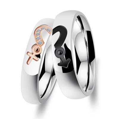 China Titanium Custom Couple Rings / No Diamond Engagement Rings For Anniversary for sale