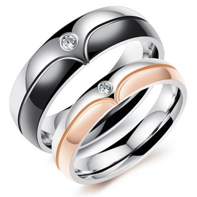 China Rose Gold Custom Couple Rings Silver Classical Jewelry Unisex For Lovers for sale