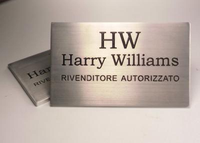 China Silver Custom Engraved Metal Name Plates For Doors Aluminum Surface Brushed for sale