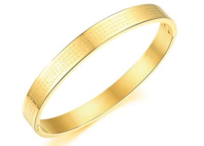 China Wedding Mens Stainless Steel Gold Bangle Bracelet 180 MM Length Lightweight for sale