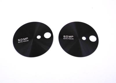 China Stamping Metal Adhesive Labels CD Pattern Anode Black Color With Laser Logo for sale