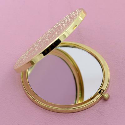 China Ladies Desktop Pocket Make Up Mirror Laser Engraved , Magnifying Compact Mirror for sale