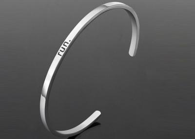 China Jewelry Engraved Stainless Steel Bracelets Silver Cuff Bracelet Heat Resistant for sale