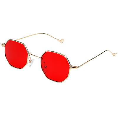 China Fashion sunglasses shape irregular frame metal octagon lens clear customizable popular women's sunglasses styles vintage 2021 for sale