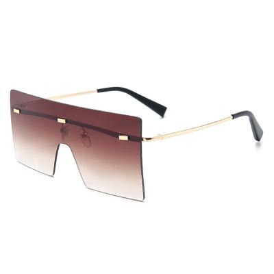 China New Trend Sunglasses Fashion Men Women Big Metal Frame Luxury Oversized Square Rimless Sunglasses for sale