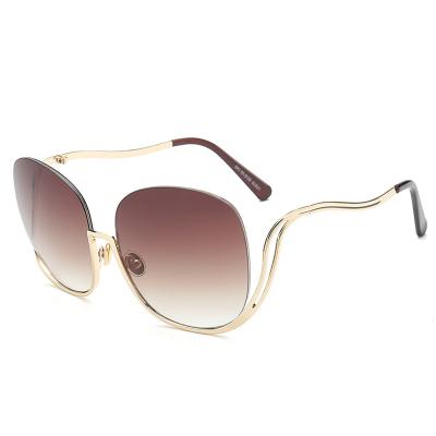 China Trendy Oversized Colorful Sun Glasses Half Frame UV400 Fashion Sunglasses New 2021 Unisex Metal Sun Glasses for sale