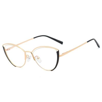 China Designer Anti Blue Light Cat Eye Optical Frames Fashion Customized Cateye Clear Frame Metal Glasses Blocking Cateye Women Computer Eyewear Glasses for sale