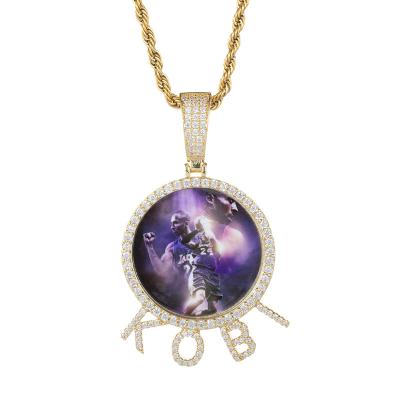 China High End Creative Jewelry 2021 Trendy Hip Hop Crystal Pendant Customized Hiphop Fashion DIY Photo Name Necklace for sale