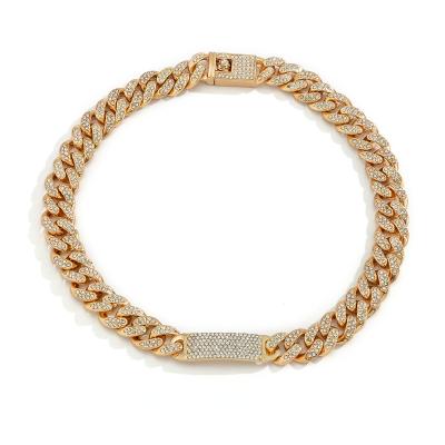 China High Quality Miami Hops Crystal Cuban Link Chain Hip Hop Gold Silver Choker Necklace For Men Fashion Jewelry for sale