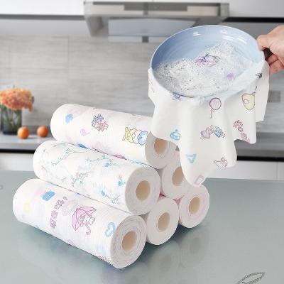 China Sustainable Household Biodegradable Eco-Friendly Disposable Kitchen Cleaning Cloth Dish Roll for sale