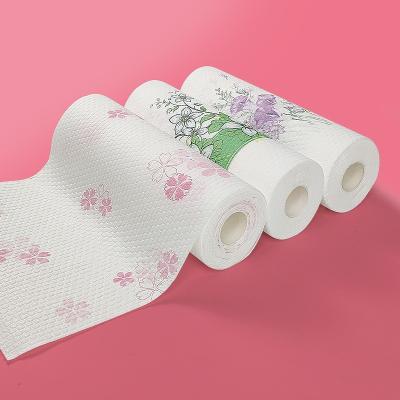 China Sustainable Biodegradable Disposable Non Woven Spunlace Kitchen Dish Cloth Roll for sale