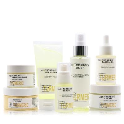 China Anti Aging Facial Acne Skin Care Set Natural Organic Private Label Face Care Whitening Turmeric Skin Care Set for sale