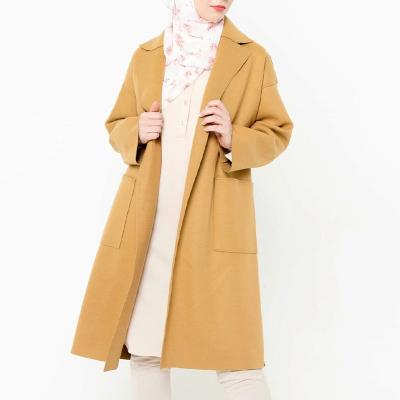 China Islamin Clothing XS Coats Modest Coat Plus Size Women Belted Oversized Woolen Autumn/Winter Muslim OPEN blazer for sale