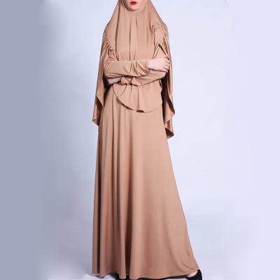 China Polyester 2pcs Set Daily Muslim Abaya With Headcover Islamic Clothing Traditional Islamic Clothing Abaya for sale