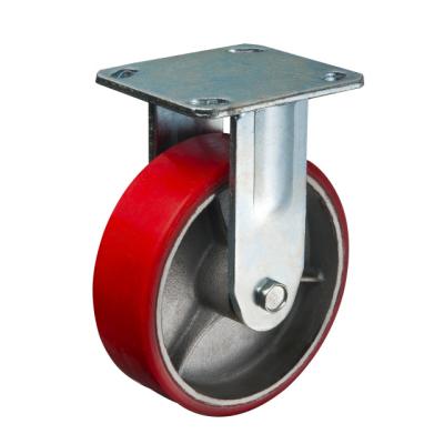 China 5 Inch Semi-Pneumatic Polyurethane Stainless Steel Roller Bearing Caster Rustproof Rigid Red Wheels for sale