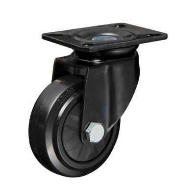 China 250 Series Duty Black Flat Free Elasticity Medium-heavy Rubber Wheel Caster, Ball Bearing Caster, Trolley Caster Wheels for sale