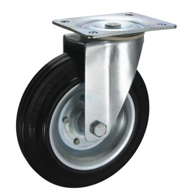 China European Standard 212 Series Semi-Pneumatic Industrial Black Rubber Casters With Steel Rim, Roller Bearing Caster, Trolley Caster Wheels for sale