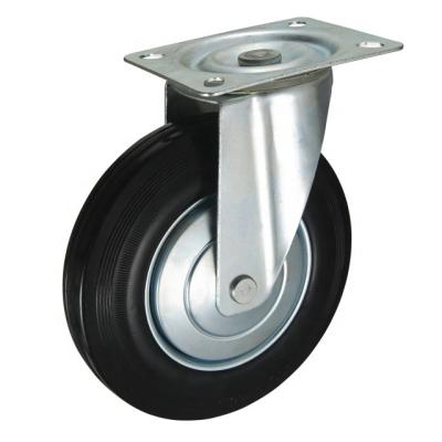 China 210 Series Semi-Pneumatic Normal Standard Wheel Industrial Black Rubber Caster With Roller Bearing Casters, Trolley Caster Wheels for sale