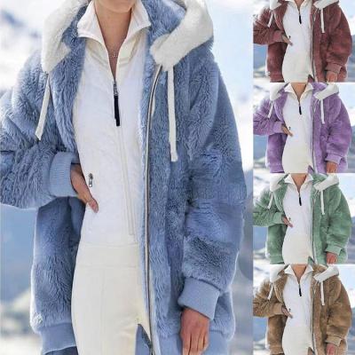 China Amazon spot QUICK DRY wish independent reference 2021 sells new autumn and winter plush loose zipper long-sleeved hooded jackets for sale