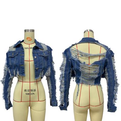 China Breathable Blue Denim Jacket Women Short Jean Denim Coat Ladies Bike Jackets Woman Clothing for sale