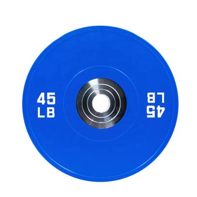 China Durable Blue Color 45 Pound Weight Plates Concave All-Rubber Bumper Weightlifting Disc Hub Weight Plates for sale