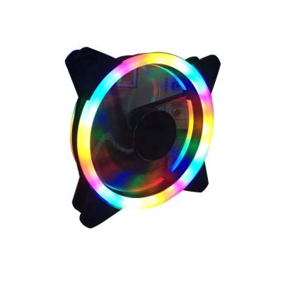 China Wholesale Computer Case Factory Computer Case Fan With Double Ring 12cm Colorful Led Rainbow Light Effect for sale