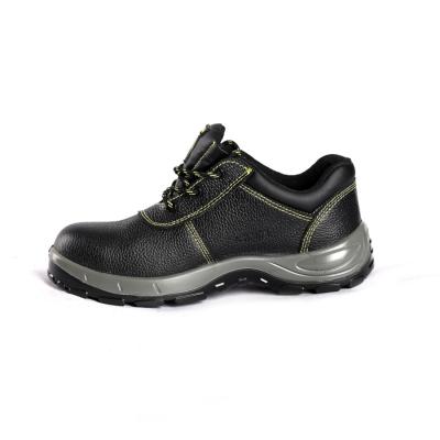 China Black Steel Toe Leather Mesh Footwear Lace up / Slip Resistant PU Sole Men's Safety Shoes for sale