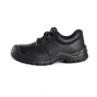 China Puncture Resistant Steel Toe Black Embossed Leather Mesh PU Lace up Work Safety Shoes for sale