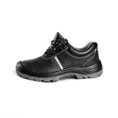 China Black Embossed Cow Leather Steel Toe PU Sole Puncture Resistant Closure Fashion Steel Toe Shoes for sale