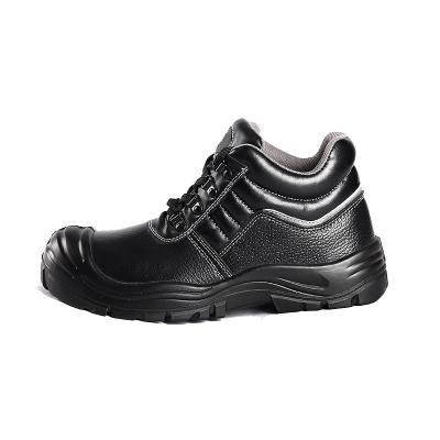 China PU Injection Sole Men'S Comfortable Construction Work Shoes Black Mid Top Baotou Steel Toe Steel Sole for sale