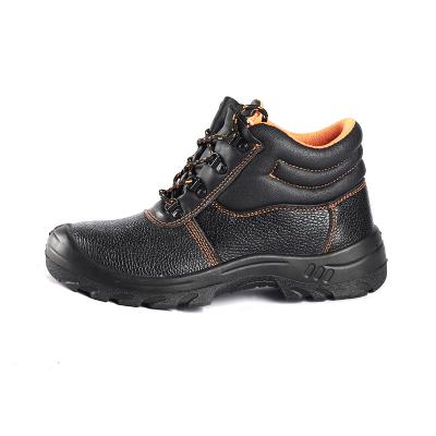 China Embossed Cow Leather Upper Steel Toe Steel Palt Anti Construction Site Safety Footwear Work Boots Safety Shoes for sale