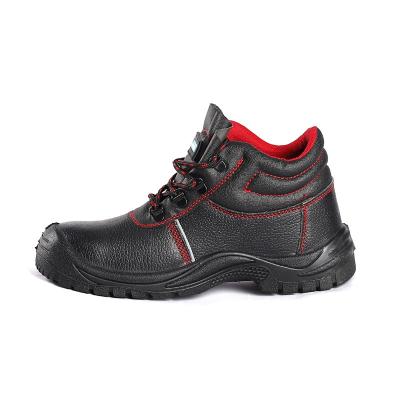 China Black Leather Oil Slip Resistant Men'S Safety Shoes PU Sole Anti Puncture Steel Toe Construction for sale