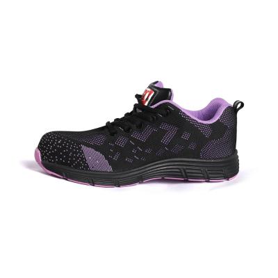 China Purple Color Fly Knit Steel Toe MD Outsole Lace Up Closure Sport Brand Safety Shoes for sale