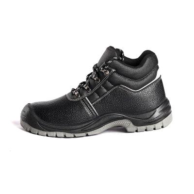 China OEM Factory Anti Smash Steel Toe Cap PU Sole Safety Shoes With Embossed Cow Leather Upper Work Boots for sale