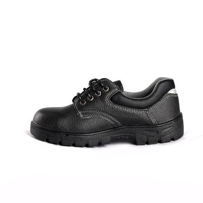 China Steel Toe Safety Shoes with Nylon Fabric Gusset Tongue and Embossed Cow Leather Upper Material for sale