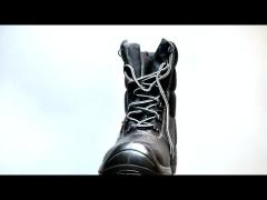 Black Split Cow Leather Cut Steel Toe Lace up Anti Slip Shock Absorbing Work Safety Shoes