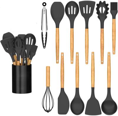 China Sustainable Kitchen Cookware Set With Rack , Heat Resistant Silicone Spatula Set For Nonstick Cookware for sale