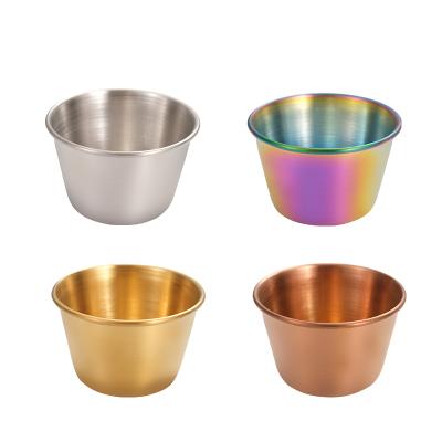 China Sustainable 2.5-Ounce Round Stainless Steel Ramekin Condiment Sauce Cups for sale