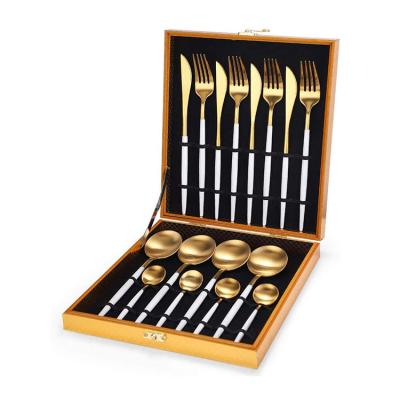 China Sustainable Wholesale 18/0 Stainless Steel Cutlery 4/16pcs Flatware Sets Silverware Set With Gift Box for sale