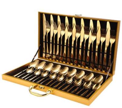 China Stocked Knife Spoon Fork Set Gold Flatware 36PCS Stainless Steel Dinnerware Sets Cutery Set for sale