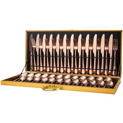 China Amazon Top Selling Gold Sustainable Cutlery Set Stainless Steel /12/24/36/48 Pcs Flatware Sets For 12 for sale