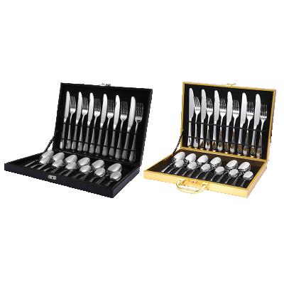 China Stocked Knife Spoon Fork Set Gold Cutlery 24 Piece Cutery Set Stainless Steel Flatware Sets for sale