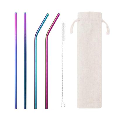 China Sustainable Metal Drinking Reusable Custom With Portable Stainless Steel Metal Case Pouch Eco Friendly Straw for sale