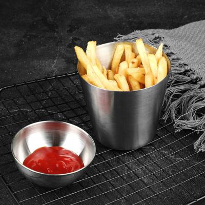 China Viable Metal Mini Cup Sauce Cups Stainless Steel Fries Cups Bucket for sale